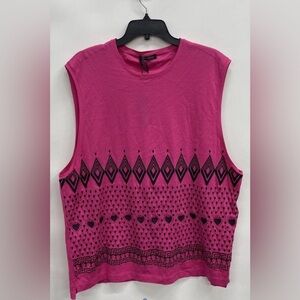 Versace Fuchsia Geometric Pattern Sleeveless Top Sz XL NWT